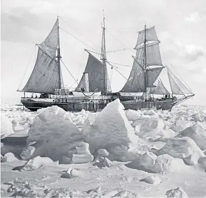  ??  ?? Frozen in time: The Endurance trapped in the Antarctic ice in 1915.