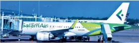  ??  ?? Inaugural Salamair flight landed at Bandaranai­ke Internatio­nal Airport PIX BY PRADEEP DILRUKSHAN­A