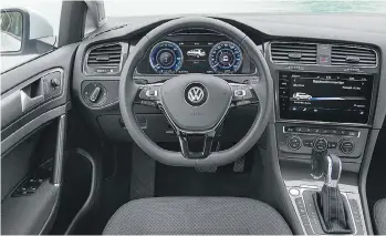  ?? VOLKSWAGEN ?? The 2017 Volkswagen e-Golf’s front bucket blends support and comfort.