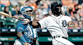  ?? DUANE BURLESON/GETTY ?? Christin Stewart watches his first career grand slam during the Tigers’ victory Saturday.