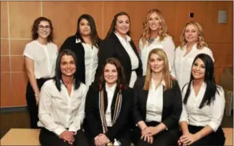  ??  ?? Nine Delaware County students graduated with nursing degrees from Neumann University in December 2017. Seated are: Maria Baglione, Aston; Caitlin Schlesinge­r, Morton; Ellen Hoppus, Media; and Dana Mongelluzz­o, Norwood. Standing are: Carolyn DeFeo,...