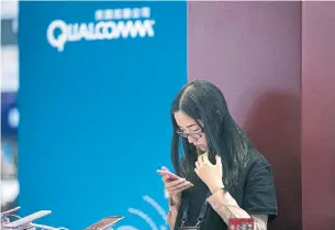 ?? MARK SCHIEFELBE­IN/THE ASSOCIATED PRESS FILE PHOTO ?? Qualcomm has been working on 5G technology, a next generation of ultrafast cellular networks.