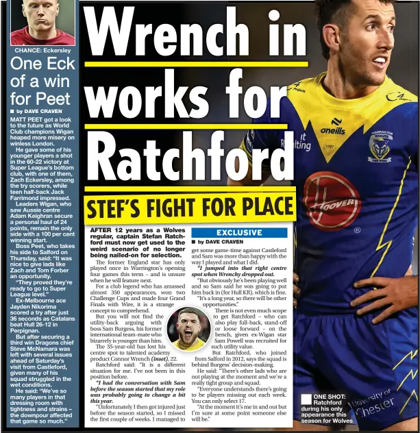  ?? ?? ONE SHOT: Ratchford during his only appearance this season for Wolves