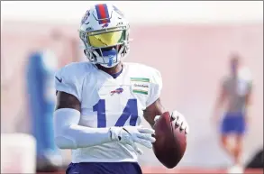  ?? James P. McCoy / Associated Press ?? Wide receiver Stefon Diggs (14) will make his Bills debut Sunday against the Jets.