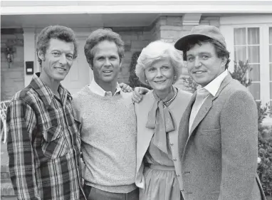  ?? ASSOCIATED ?? PRESS
This Dec. 10, 1982 file photo shows members of the original cast of the “Leave It To Beaver,” from left, Ken Osmond, Tony Dow, Barbara Billingsle­y and Jerry Mathers during the filming of their TV special, “Still The Beaver,” in Los Angeles. Osmond, who played the two-faced teenage scoundrel Eddie Haskell on TV’S “Leave it to Beaver,” has died. Osmond’s family says he died Monday, May 18, 2020, in Los Angeles. He was 76.