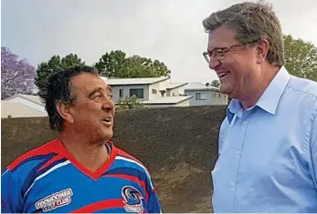  ?? PHOTO: CONTRIBUTE­D ?? SECURE: Toowoomba BMX Club's David Budden and LNP candidate for Toowoomba North Trevor Watts.