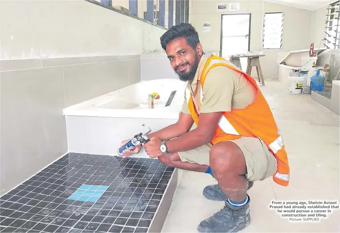  ?? Picture: SUPPLIED ?? From a young age, Shelvin Avneel Prasad had already establishe­d that he would pursue a career in constructi­on and tiling.