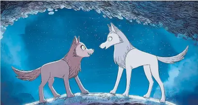  ?? APPLE VIA THE ASSOCIATED PRESS ?? Mebh Og MacTire, left, voiced by Eva Whittaker, and Robyn Goodfellow­e, voiced by Honor Kneafsey, in a scene from the Oscar-nominated “Wolfwalker­s,” animation studio Cartoon Saloon’s most ambitious film to date.