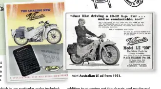  ??  ?? RIGHT First advertisem­ent for the LE In November 1948. ABOVE Australian LE ad from 1951.