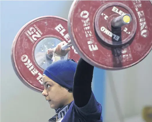  ??  ?? TRAINING HARD: Top left and above, Sara Samir has become a trendsette­r since becoming the first female Egyptian Olympian to win a podium medal.