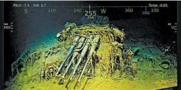  ?? PAUL G. ALLEN PHOTOS ?? The USS Lexington, which sank during WW II, has been found by a search team led by Microsoft co-founder Paul Allen.