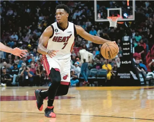  ?? LYNNE SLADKY/AP ?? Heat point guard Kyle Lowry was ruled out for the ninth straight game on Monday.