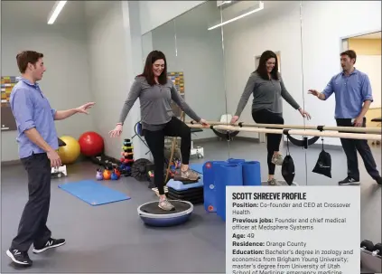  ?? STAFF ARCHIVES ?? A physical therapist works with a patient on her strength, balance and mobility at a Crossover Health medical center in Sunnyvale.