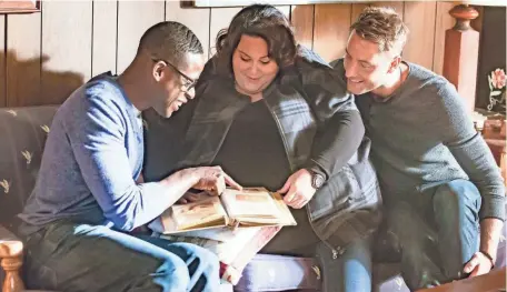  ?? PHOTOS BY RON BATZDORFF, NBC ?? Randall (Sterling K. Brown), Kate (Chrissy Metz) and Kevin (Justin Hartley) are The Big Three of Us.