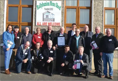  ??  ?? The Ballybunio­n Men’s Shed gang at their HQ last week on receiving the Community Vibrancy Recognitio­n Programme Award from Kerry Group and North, East and West Kerry Developmen­t.