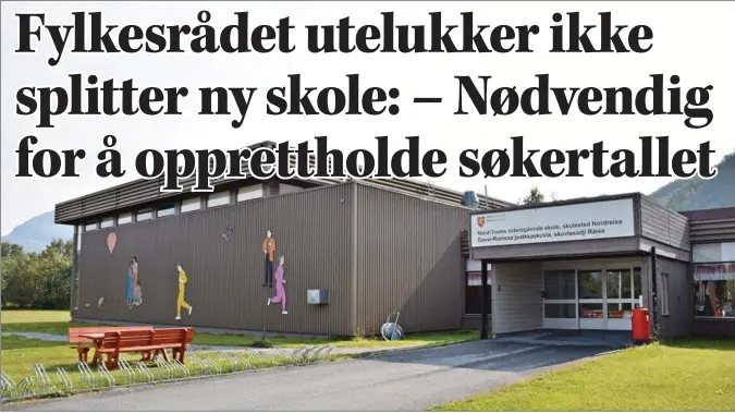  ?? FOTO: JOHANNE P. ELVESTAD ?? NY: Nord-Troms videregåen­de skole kan bli splitter ny. Men foreløpig er det ikke budsjetter­t inn penger til forarbeid eller prosjektet i sin helhet.