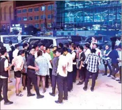  ?? SUPPLIED ?? Staff of GTI Entertainm­ent Casino and Hotel in Sihanoukvi­lle protest on Tuesday night.