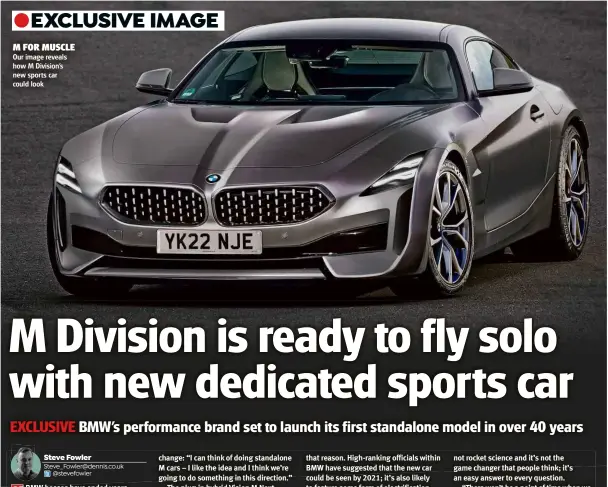  ??  ?? M FOR MUSCLE Our image reveals how M Division’s new sports car could look