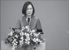  ?? TAIPEI
-AFP ?? Taiwan's President Tsai Ing-wen speaks at The Third Wednesday Club, a high-profile private industry trade body.