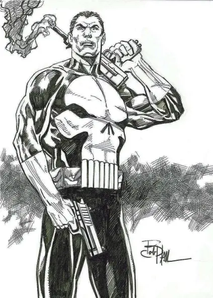  ?? MARVEL ?? The Marvel Comics antihero known as the Punisher is among the characters who have been drawn by Midsouthco­n guest Bob Hall.