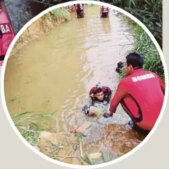  ??  ?? MAYAT mangsa ditemui jam 4.10 petang dengan jarak 1.5 meter dari lokasi dilaporkan terjatuh.