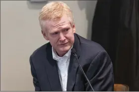  ?? (AP/The Post And Courier/Grace Beahm Alford) ?? Alex Murdaugh cries while giving his testimony during his murder trial Thursday at the Colleton County Courthouse in Walterboro, S.C.. Video at arkansason­line.com/224murdaug­h/.