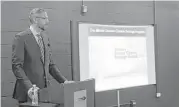  ?? Maria Zamudio / Associated Press ?? Illinois Treasurer Michael Frerichs talks to smallbusin­ess owners about Secure Choice IRA.