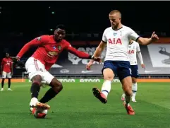  ?? (Getty) ?? Pogba, moments before drawing a foul from Eric Dier, right