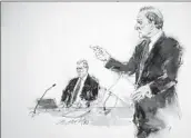  ?? Bill Robles ?? A COURTROOM SKETCH shows Hunter Biden, left, and attorney Abbe Lowell in L.A. in January.