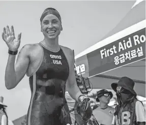  ?? PATRICK B. KRAEMER/EPA-EFE ?? Haley Anderson, who competed in the 10km open water swim in this month’s world championsh­ips, has qualified for Tokyo.