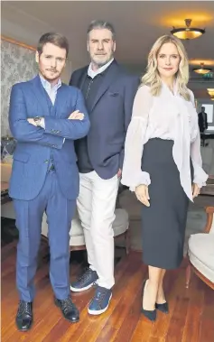  ??  ?? Director Kevin Connolly poses with cast members John Travolta and wife Kelly Preston during a rendez-vous for the film ‘Gotti’ at the 71st Cannes Film Festival in Cannes, France Monday.