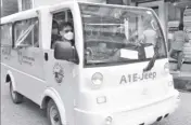  ??  ?? HIZZONER takes e-jeep for a spin. Atimonan Mayor Rustico Joven Mendoza tries out the electric jeepney.