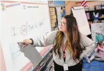  ?? Tyler Sizemore/Hearst Connecticu­t Media file photo ?? Emma Shtufaj teaches her first grade class at Cos Cob School on May 2, 2023. Greenwich Public Schools has put in a waiver seeking not to implement the state’s new “Right to Read” reading curriculum.