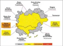  ?? ?? La carte dévoilée par la Préfecture du Var pour décrire les zones en tension.