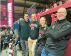  ?? COURTESY ?? When Rutgers is playing, you never know who’s going to make the road trip from Bristol. Supporters all,
Bobby Mcmahon of Thomaston, from left, Father Joe Crowley of Bristol and Maddie and Tim Pikiell all made the trek to New Jersey for February’s game vs. Michigan.