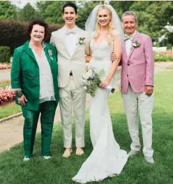  ?? SHANNON GRANT PHOTOGRAPH­Y ?? Alex Pineda married Nikki Stalling this weekend in Wellesley. Pineda’s parents, Lydia Shire, left, and Uriel Pineda, right.