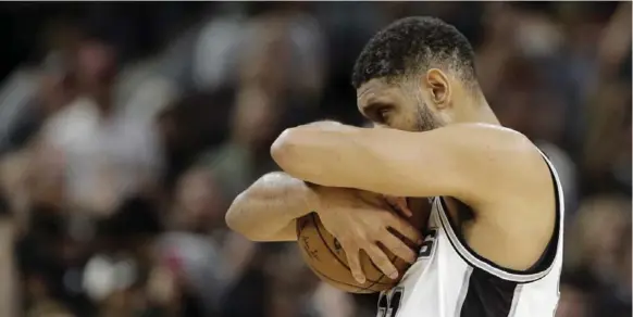  ?? ERIC GAY/THE ASSOCIATED PRESS ?? Whether or not San Antonio veteran Tim Duncan is ready to give up his grip on basketball after a 19-year career remains a matter of debate. The NBA legend has been quiet on future plans.
