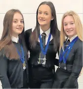  ?? ?? Athletics success From left: Chloe Evans, Codie Mcholmes and Sophie Evans of Larkhall Academy