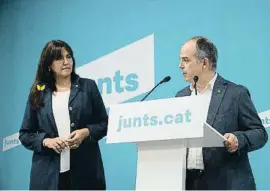  ?? David Zorrakino / EP ?? Laura Borràs i Jordi Turull en una roda de premsa