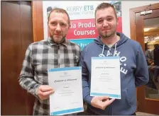  ?? Daniel Martin and John Martin were among the Kerry ETB graduates who collected certificat­es last week. ??