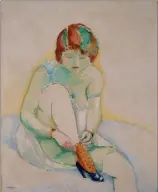  ??  ?? Kees Van Dongen (-) - Jeune femme ajustant sa bottine, circa - - Huile sur toile  x  cm - Estimation :   -   €.