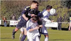  ??  ?? League runners-up Llandudno Junction (blue) take on Abergavenn­y in the FAW Trophy this season