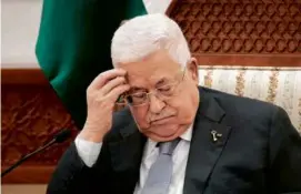  ?? CHRISTOPHE ENA/POOL/AFP VIA GETTY IMAGES ?? Mahmoud Abbas, the president of the Palestinia­n Authority, called the move by the United States “a mark of shame.”