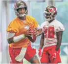  ?? KIM KLEMENT/USA TODAY SPORTS ?? Jameis Winston works out Thursday but will miss the Bucs’ first three games.