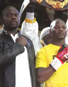  ??  ?? WHAT A NIGHT…This picture combo shows boxer Charles Manyuchi, before, during and after his historic World Boxing Federation middleweig­ht fight against Diego Diaz Gallardo of Argentina at the Harare Internatio­nal Conference Centre yesterday which the Zimbabwean pugilist won with a three-round TKO victory.