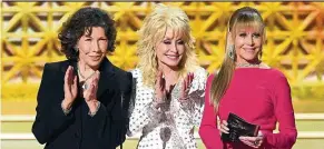  ??  ?? (From left) Tomlin, Parton and Fonda looking chic at the Emmys. — AFP