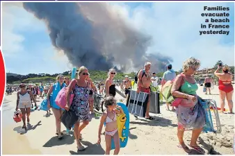  ??  ?? Families evacuate a beach in France yesterday