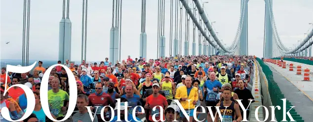  ?? (Epa/ Peter Foley) ?? In gara
I maratoneti attraversa­no il ponte di Verrazzano in una foto d’archivio del 2006, durante la 37esima Maratona di New York, quando partecipar­ono in 37.880 Domani, a causa delle restrizion­i per il Covid, sono stati ammessi alla competizio­ne 33.000 atleti: gli italiani in gara sono cento