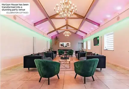  ?? ?? Horizon House has been transforme­d into a stunning party venue
CELEBRATIO­N COTTAGES