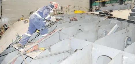  ?? DAVID PUGLIESE ?? Seaspan Shipyards in Vancouver is building offshore fisheries science vessels. The ships are the first of a number of vessels the yard will be building, including a Canadian Coast Guard icebreaker and supply ships for the navy.